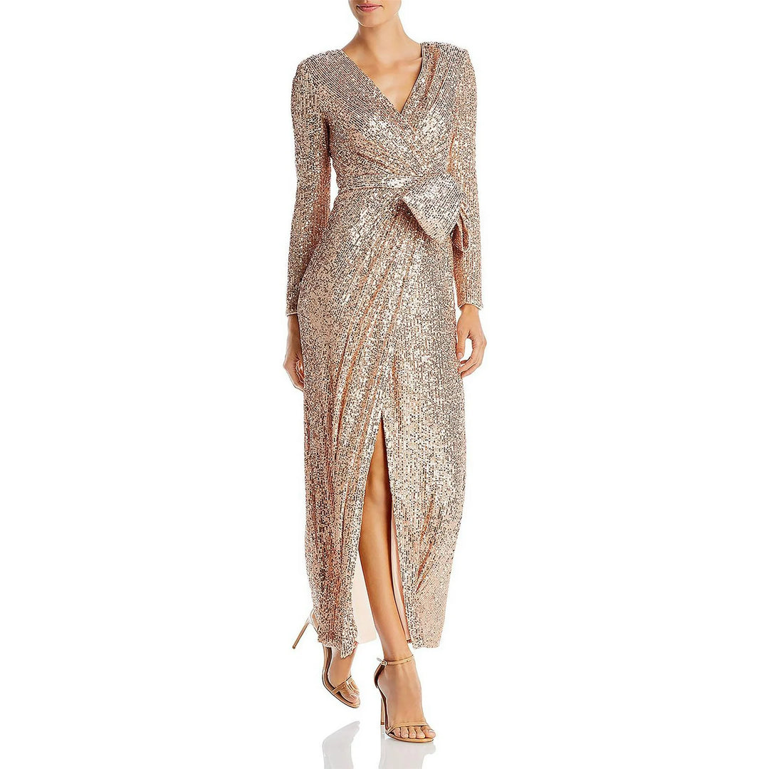Eliza J Sequined Wrap Gown