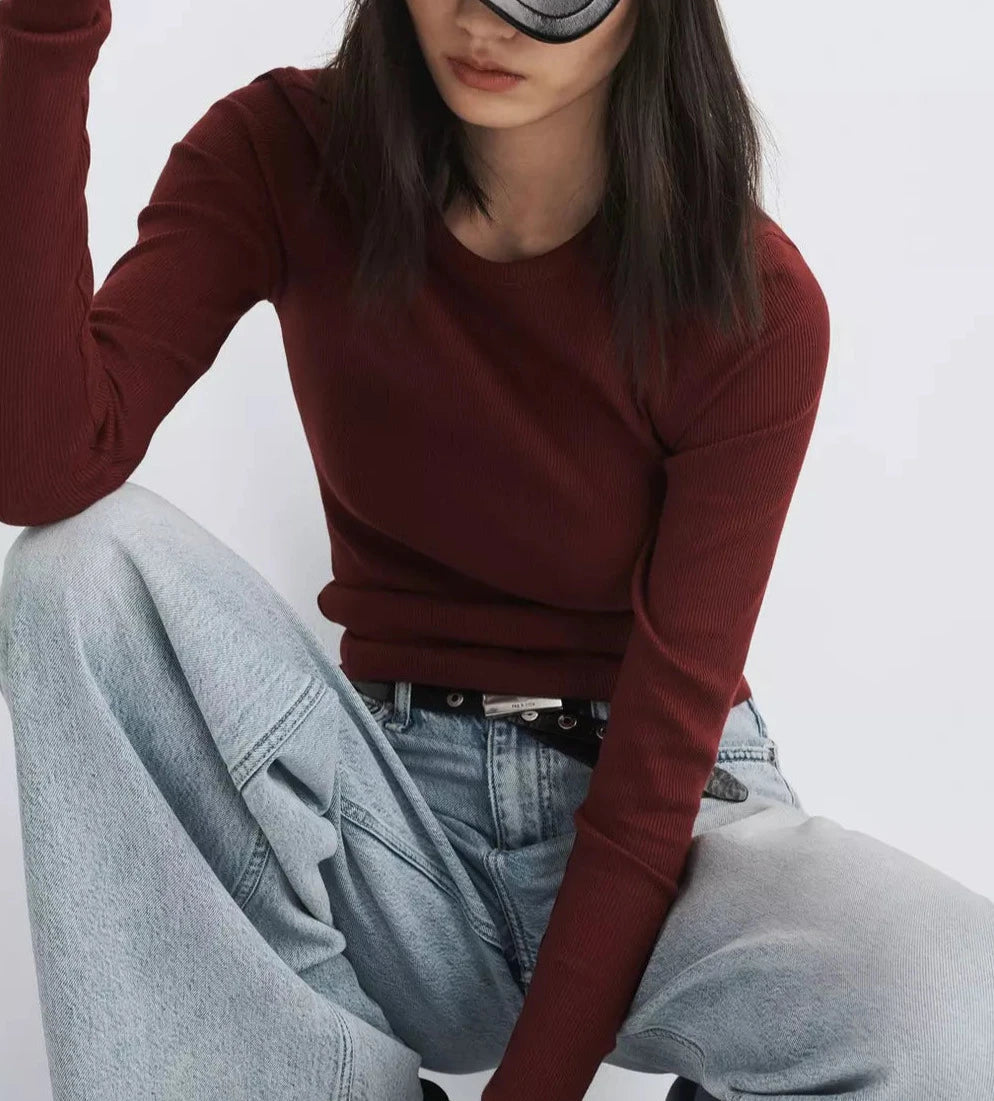 rag & bone Essential Rib Knit Long Sleeve Tee