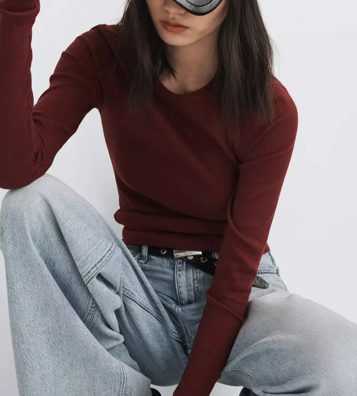 rag & bone Essential Rib Knit Long Sleeve Tee