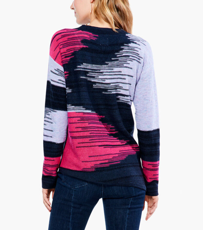 NIC+ZOE Plus Vivid Vibes Asymmetric Space Dye Sweater