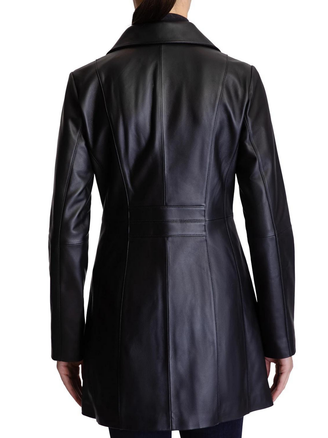Anne Klein Stand-Collar Leather Coat