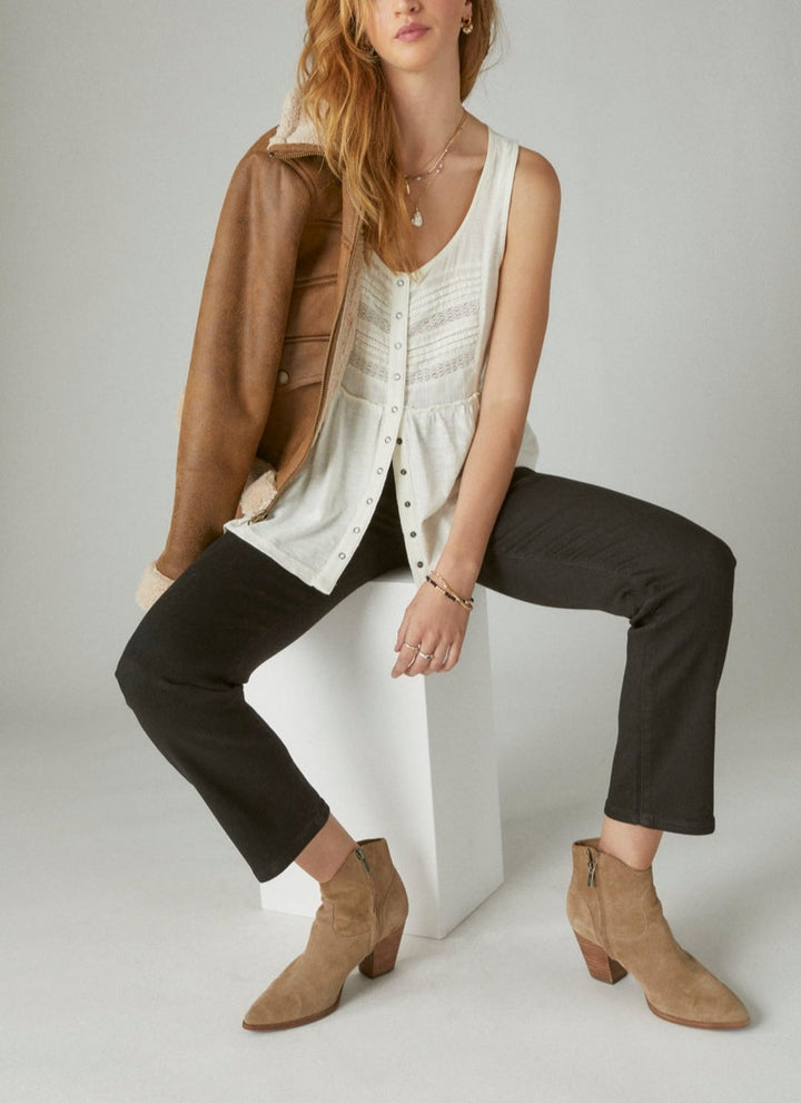 Lucky Brand Pintuck Cotton Tank Top