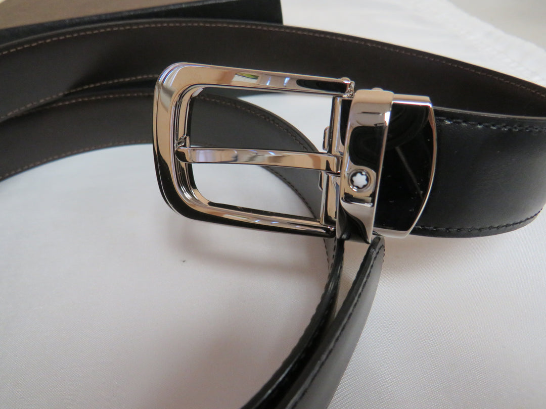 Montblanc Men's Palladium Horseshoe Buckle Reversible Leather Belt