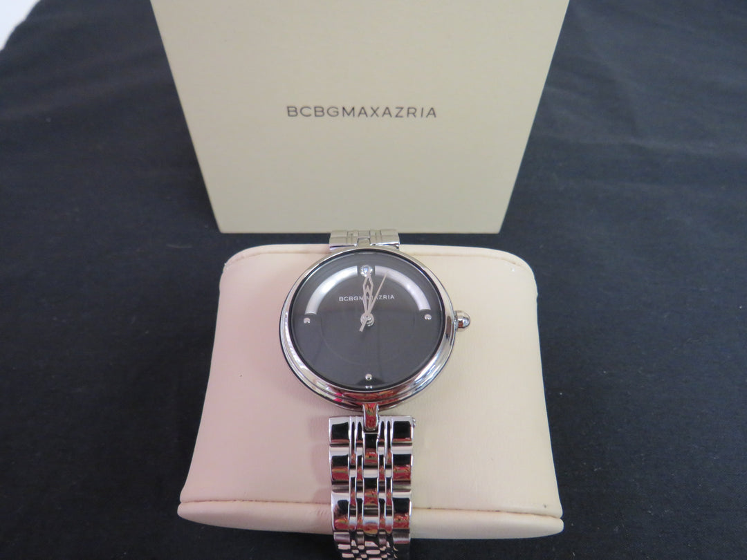 BCBGMAXAZRIA Women's 3 Hands Silver-Tone Stainless Steel Bracelet Watch 32 mm