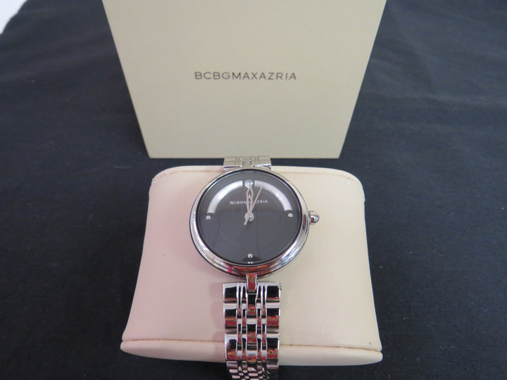 BCBGMAXAZRIA Women's 3 Hands Silver-Tone Stainless Steel Bracelet Watch 32 mm