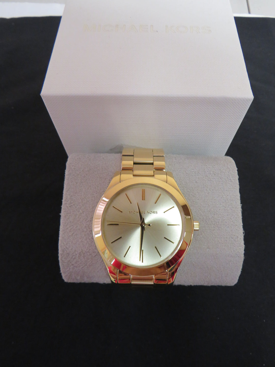 Michael Kors Unisex Slim Runway Gold-Tone Stainless Steel Bracelet Watch 42mm