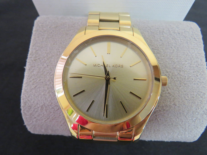 Michael Kors Unisex Slim Runway Gold-Tone Stainless Steel Bracelet Watch 42mm