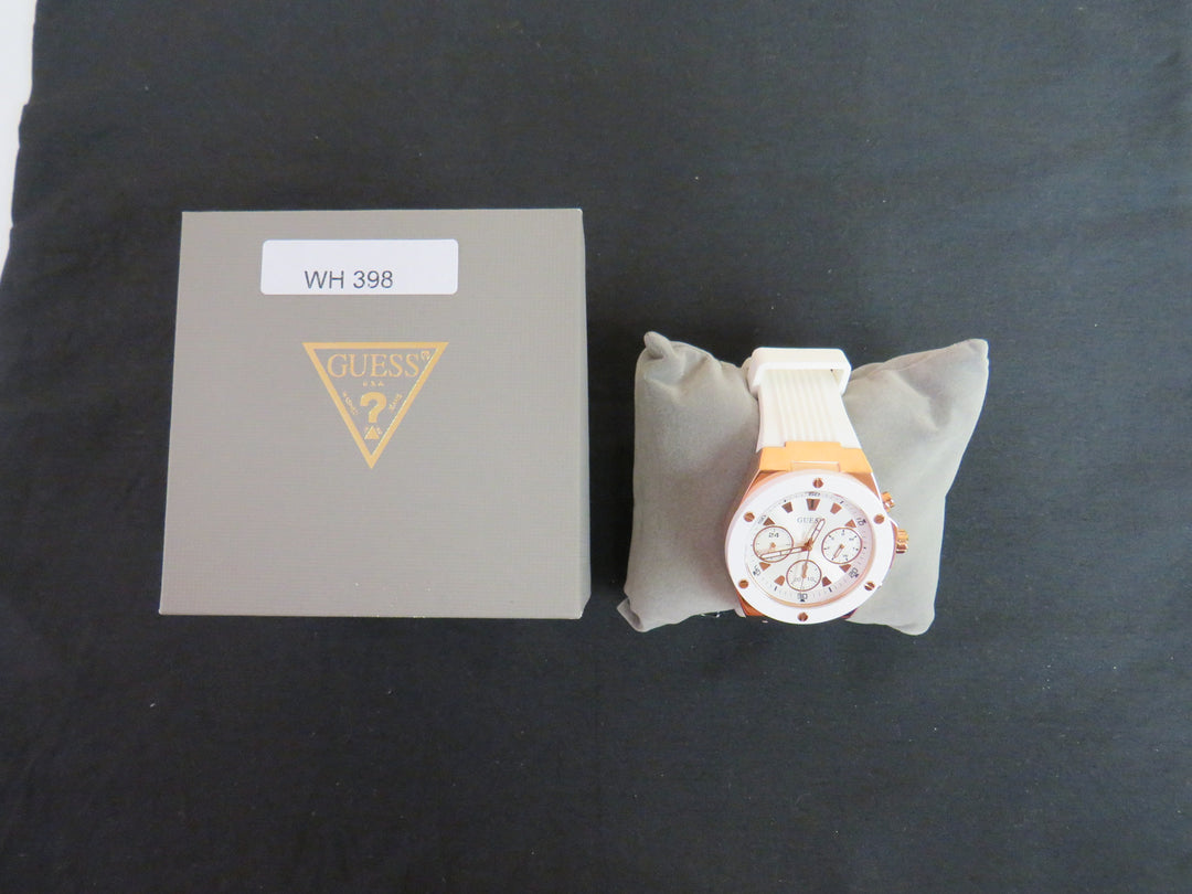 GUESS Women's White Silicone Strap Watch 39mm