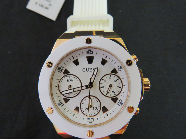 GUESS Women's White Silicone Strap Watch 39mm