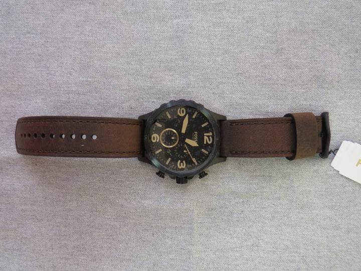 Fossil Men's Nate Brown Leather Strap Watch 50mm