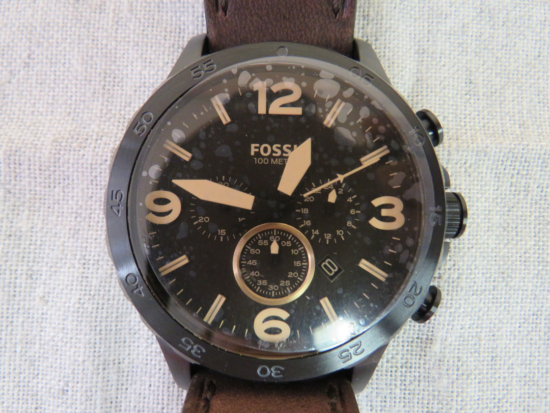 Fossil Men's Nate Brown Leather Strap Watch 50mm