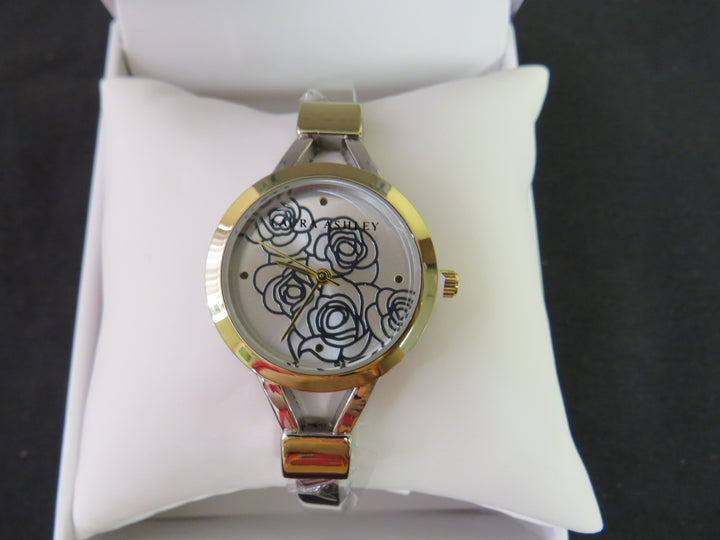 Laura Ashley Ladies' Two Tone Gold Thin Bangle With Floral Dial Watch