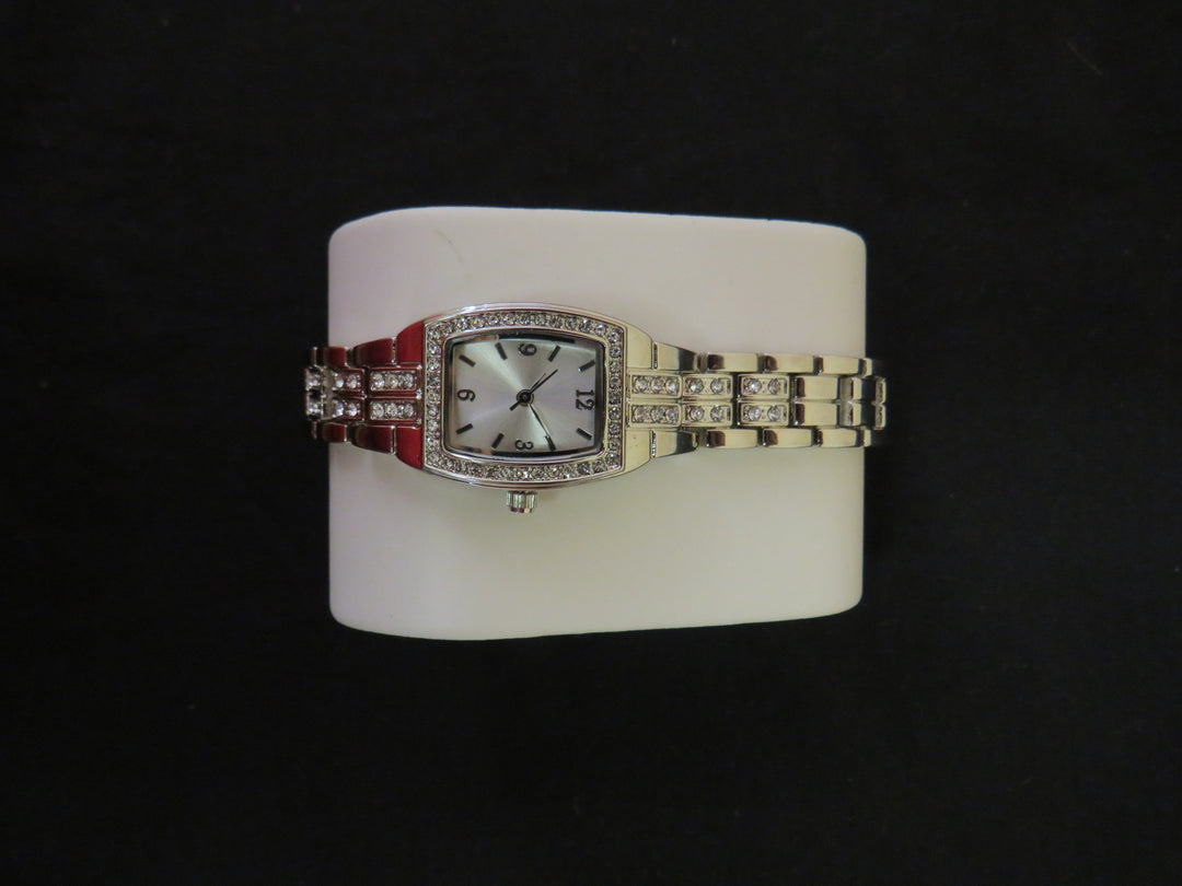 Charter Club Women's Silver-Tone Crystal Bracelet Watch