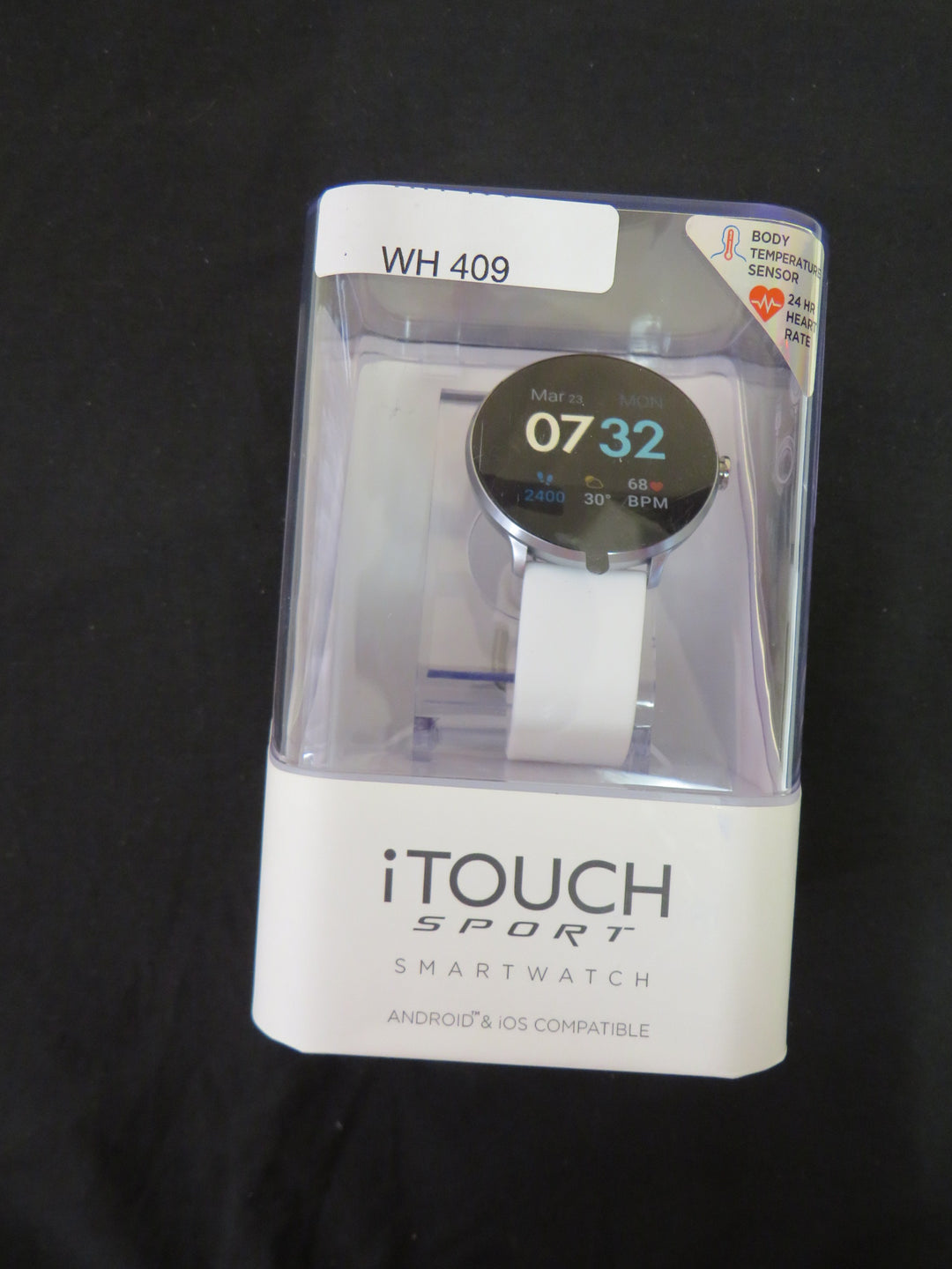 iTouch Sport 3 Unisex Touchscreen Smartwatch: Silver Case with White Strap 45mm