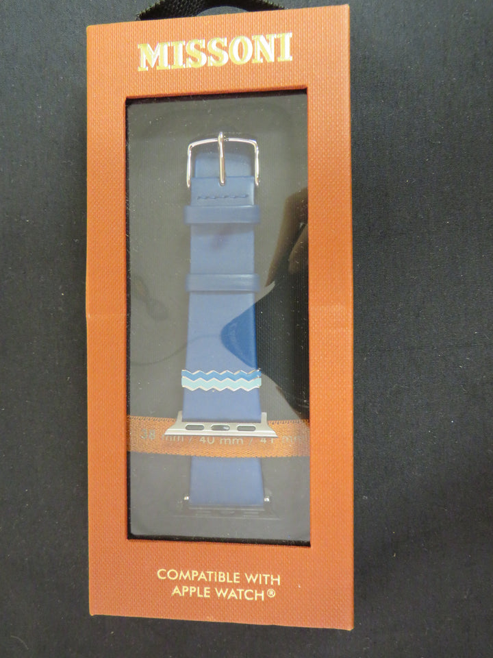 Missoni Blue Zigzag Leather Strap for Apple Watch®