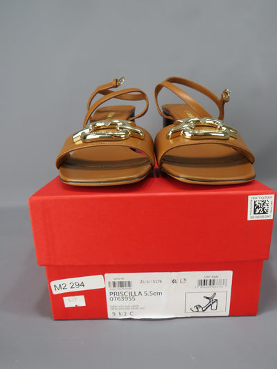 Ferragamo Priscilla 55 Leather Ankle Strap Heel Sandals