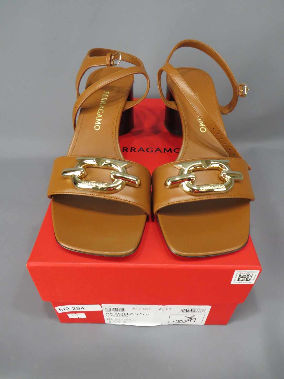 Ferragamo Priscilla 55 Leather Ankle Strap Heel Sandals