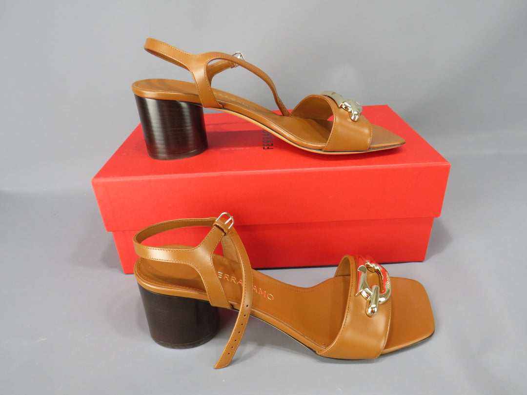 Ferragamo Priscilla 55 Leather Ankle Strap Heel Sandals