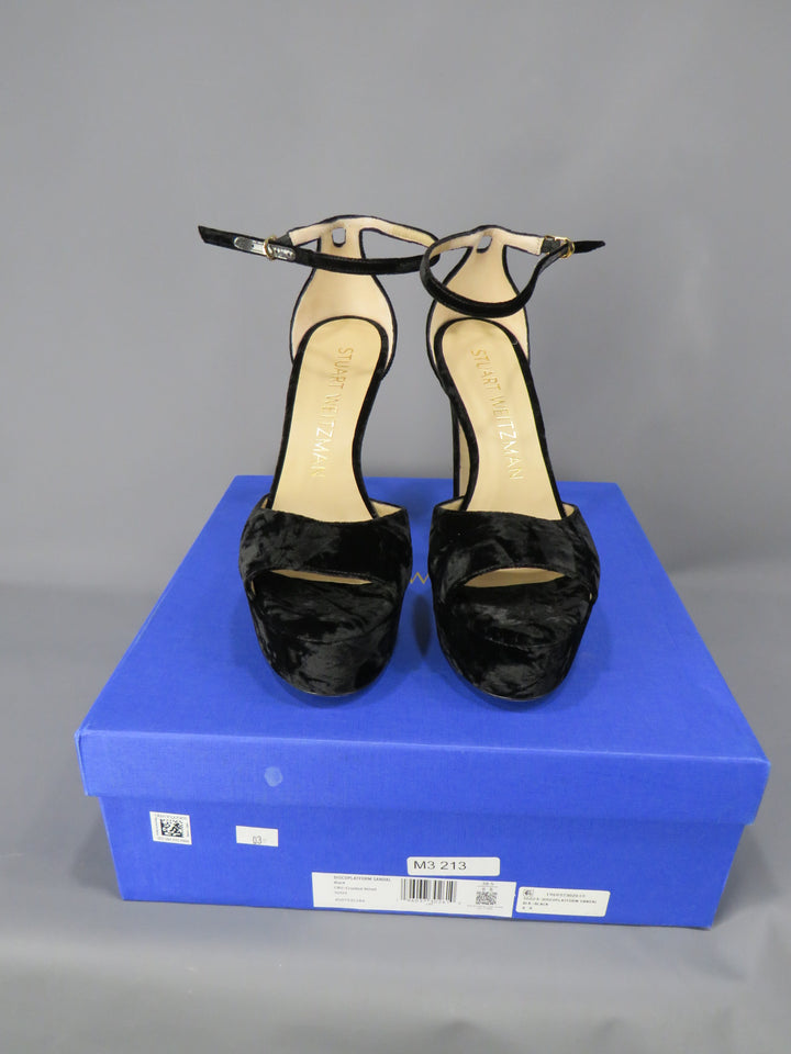 Stuart Weitzman Discoplatform Crushed Velvet Sandals