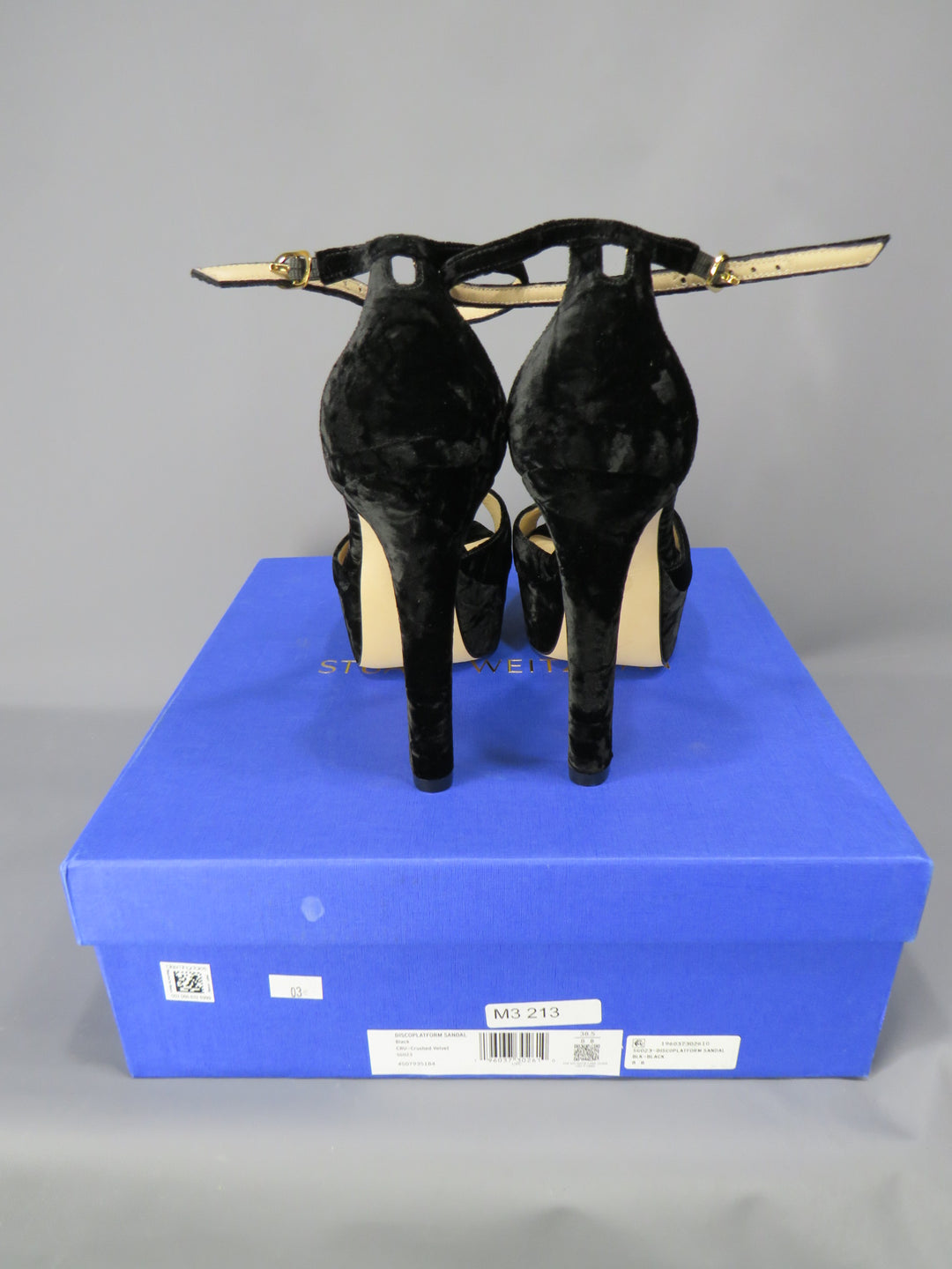 Stuart Weitzman Discoplatform Crushed Velvet Sandals