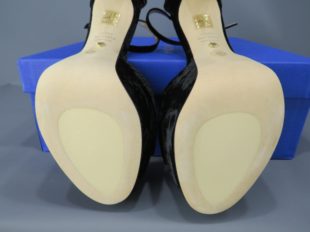 Stuart Weitzman Discoplatform Crushed Velvet Sandals