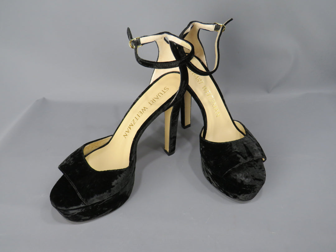 Stuart Weitzman Discoplatform Crushed Velvet Sandals