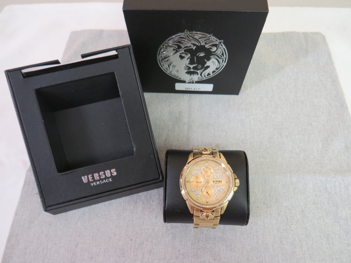 Versus Versace Men's 6E Arrondissement Gold Ion Plated Bracelet Watch 46mm