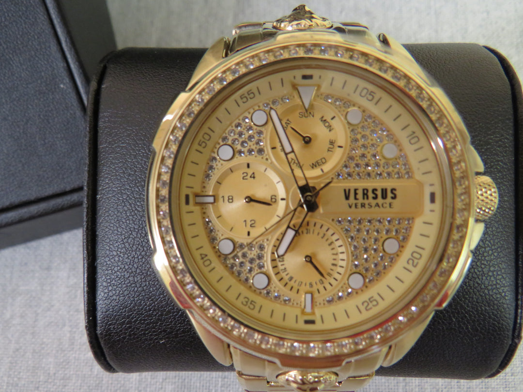 Versus Versace Men's 6E Arrondissement Gold Ion Plated Bracelet Watch 46mm