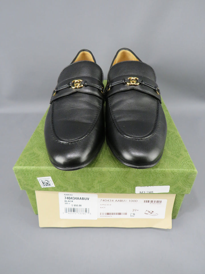 GUCCI Horsebit Interlocking G Leather Loafers