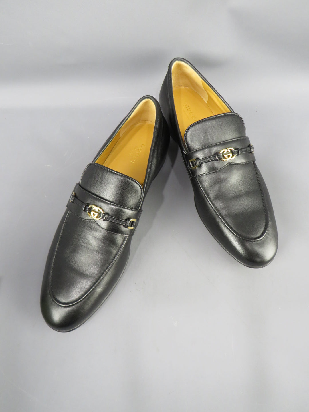 GUCCI Horsebit Interlocking G Leather Loafers