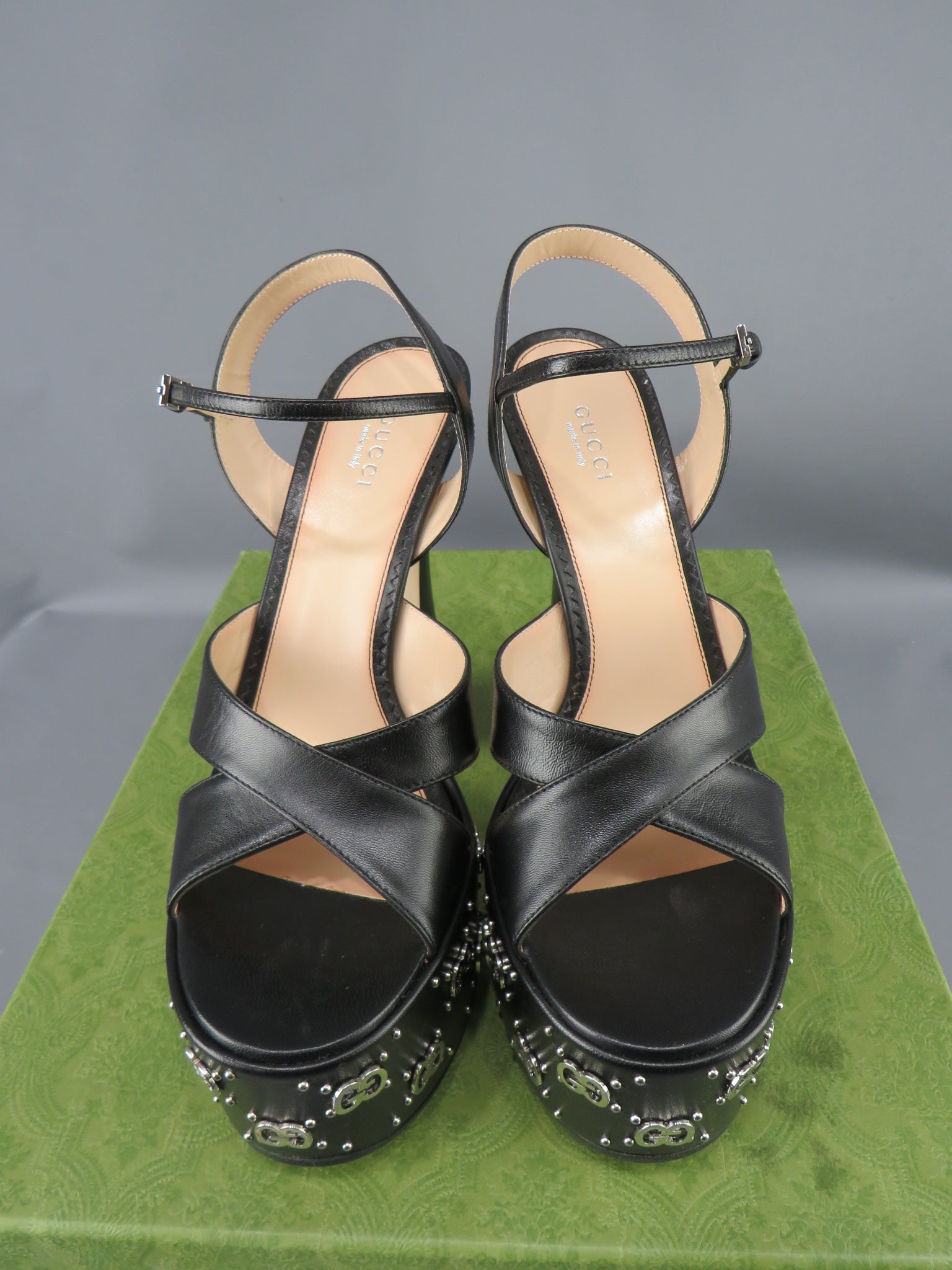 GUCCI Janaya Leather GG Stud Platform Sandals – DGFOutlet
