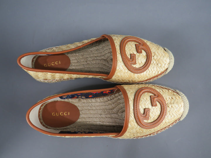 GUCCI Adela GG Raffia Espadrilles