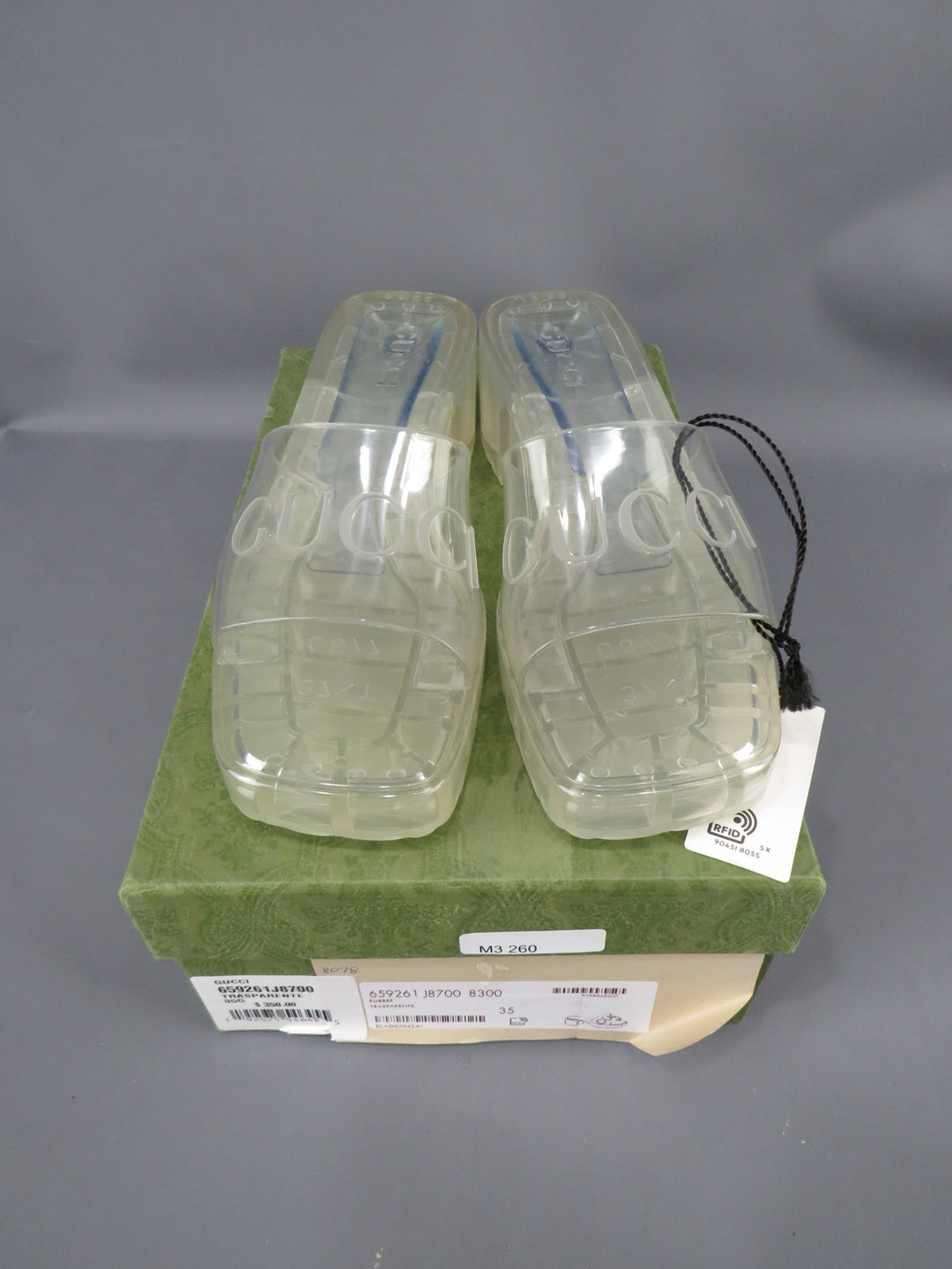 GUCCI Plastique Logo Platform Slide Sandal