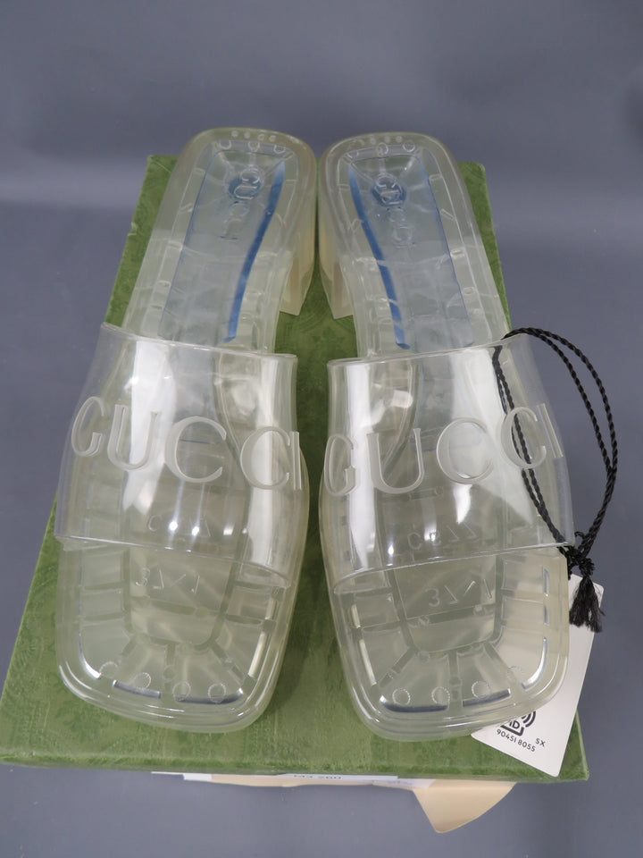 GUCCI Plastique Logo Platform Slide Sandal