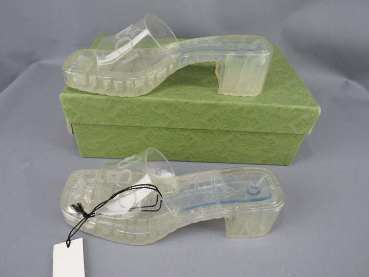 GUCCI Plastique Logo Platform Slide Sandal