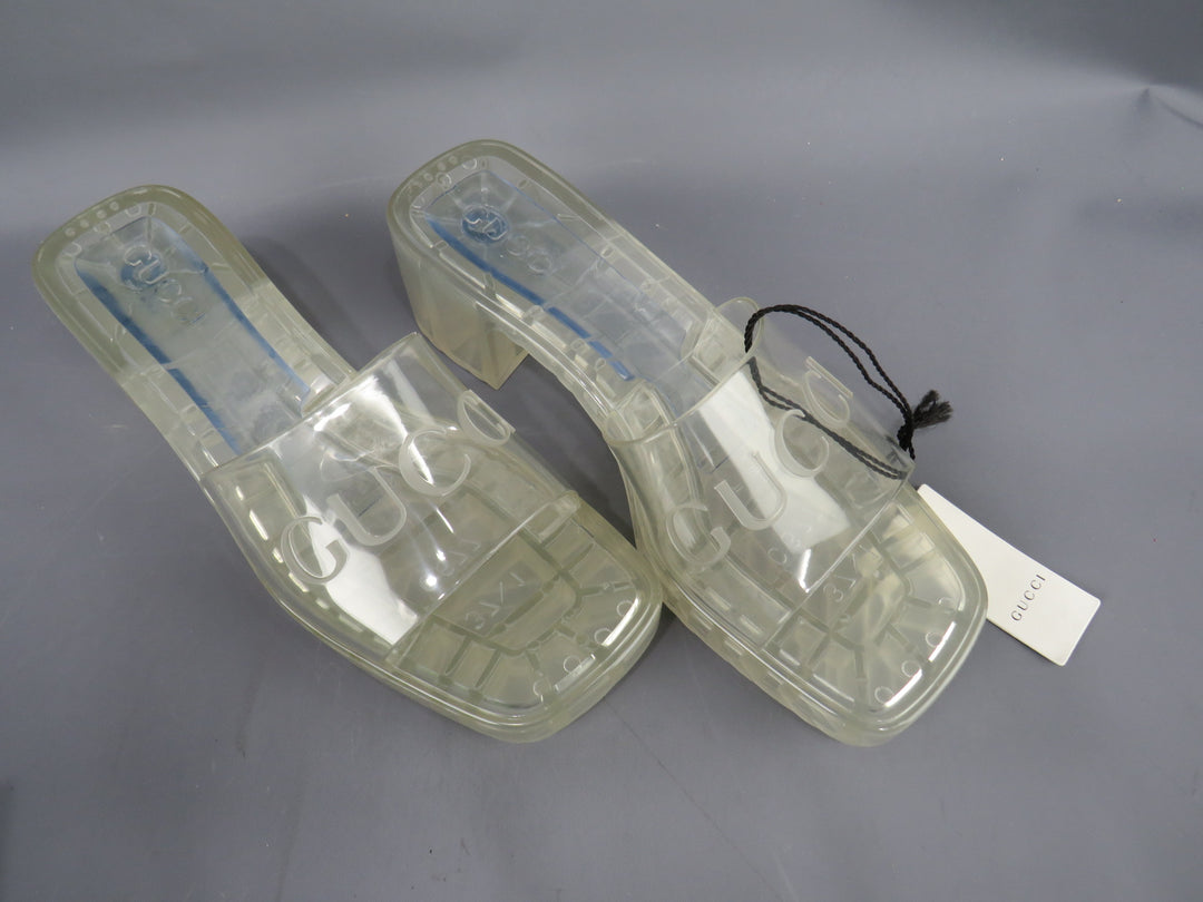 GUCCI Plastique Logo Platform Slide Sandal