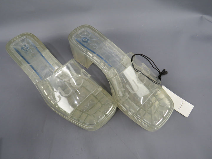 GUCCI Plastique Logo Platform Slide Sandal