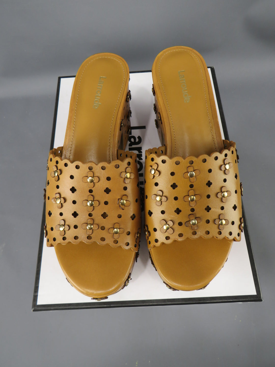 Larroudé Miso Studded Platform Slide Sandals