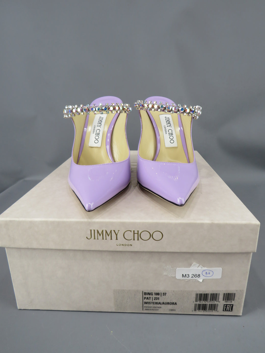 Jimmy Choo Bing 100 Embellished High Heel Mules