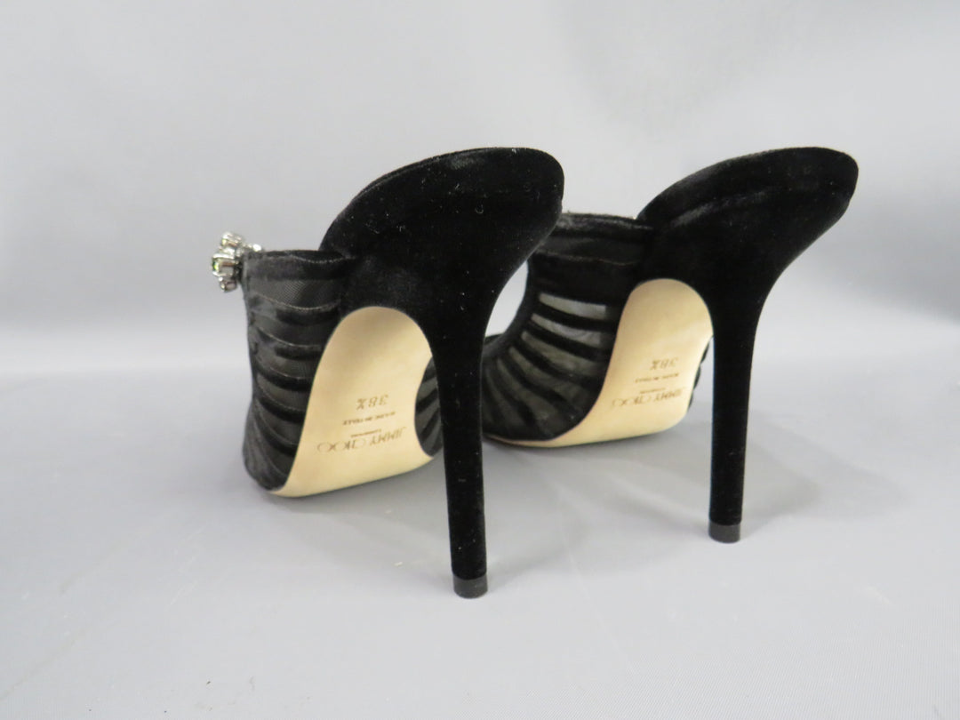 Jimmy Choo Bing 100 Embellished Velvet Cage High Heel Mules