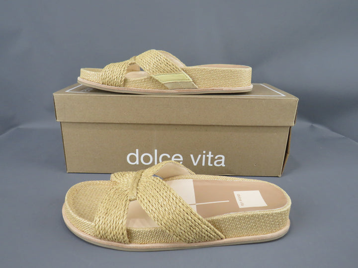 Dolce Vita Selda Raffia Slide Footbed Sandals