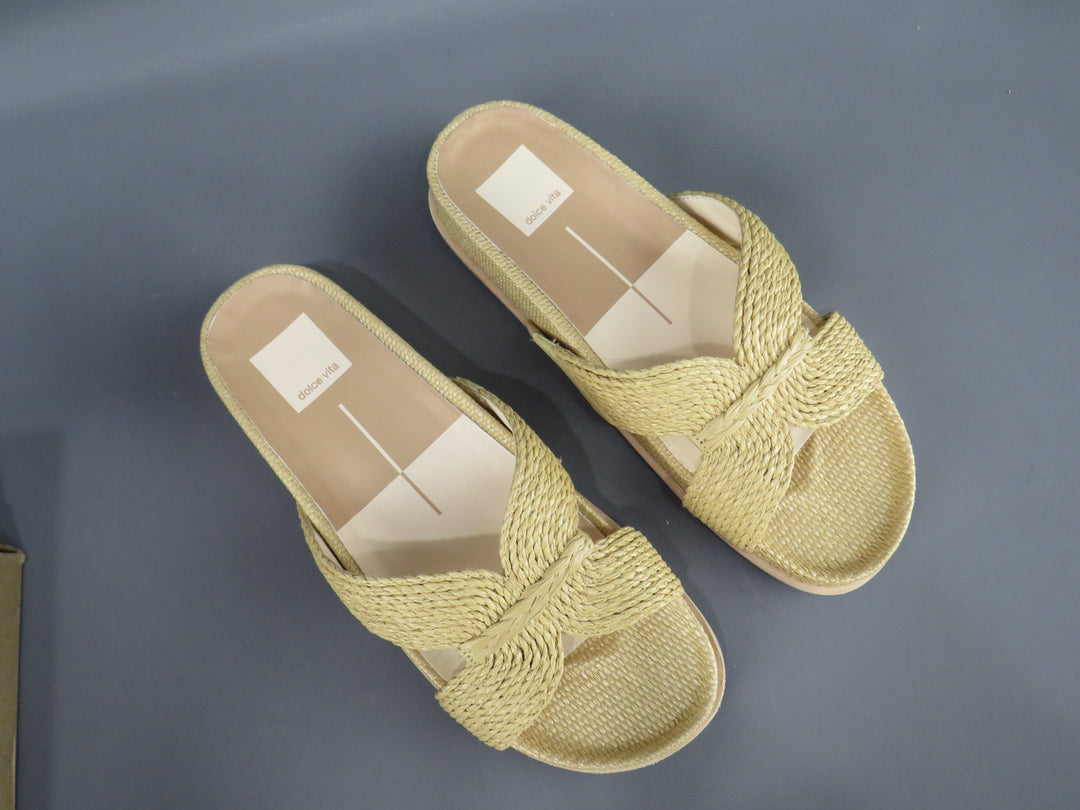 Dolce Vita Selda Raffia Slide Footbed Sandals