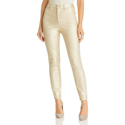 7 For All Mankind Aubrey Coated High Rise Skinny Ankle Jeans