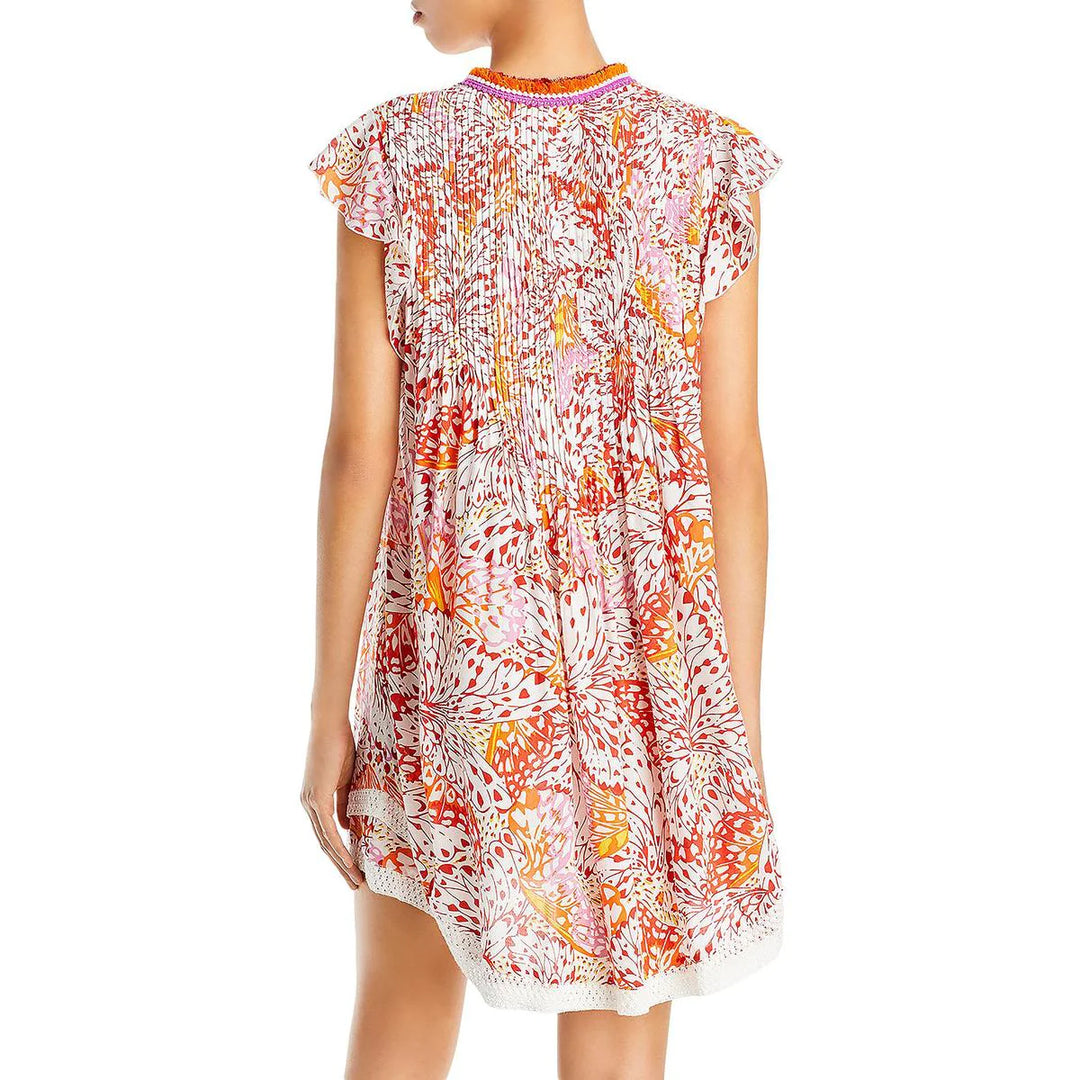 Poupette St. Barth Sasha Printed Tassel Trim Mini Dress