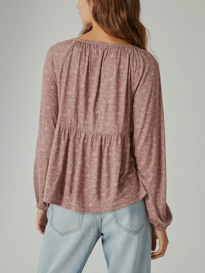 Lucky Brand Floral-Print Smocked Top