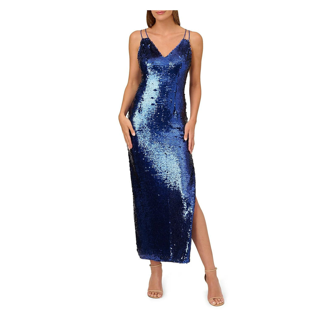 liv foster sequin dress Liv Foster Ciara Cowl-Neck Sequin Column Gown, Gold, Women's, 2, Evening Formal Gala Gowns Mother of the Bride Groom Sequined Gowns