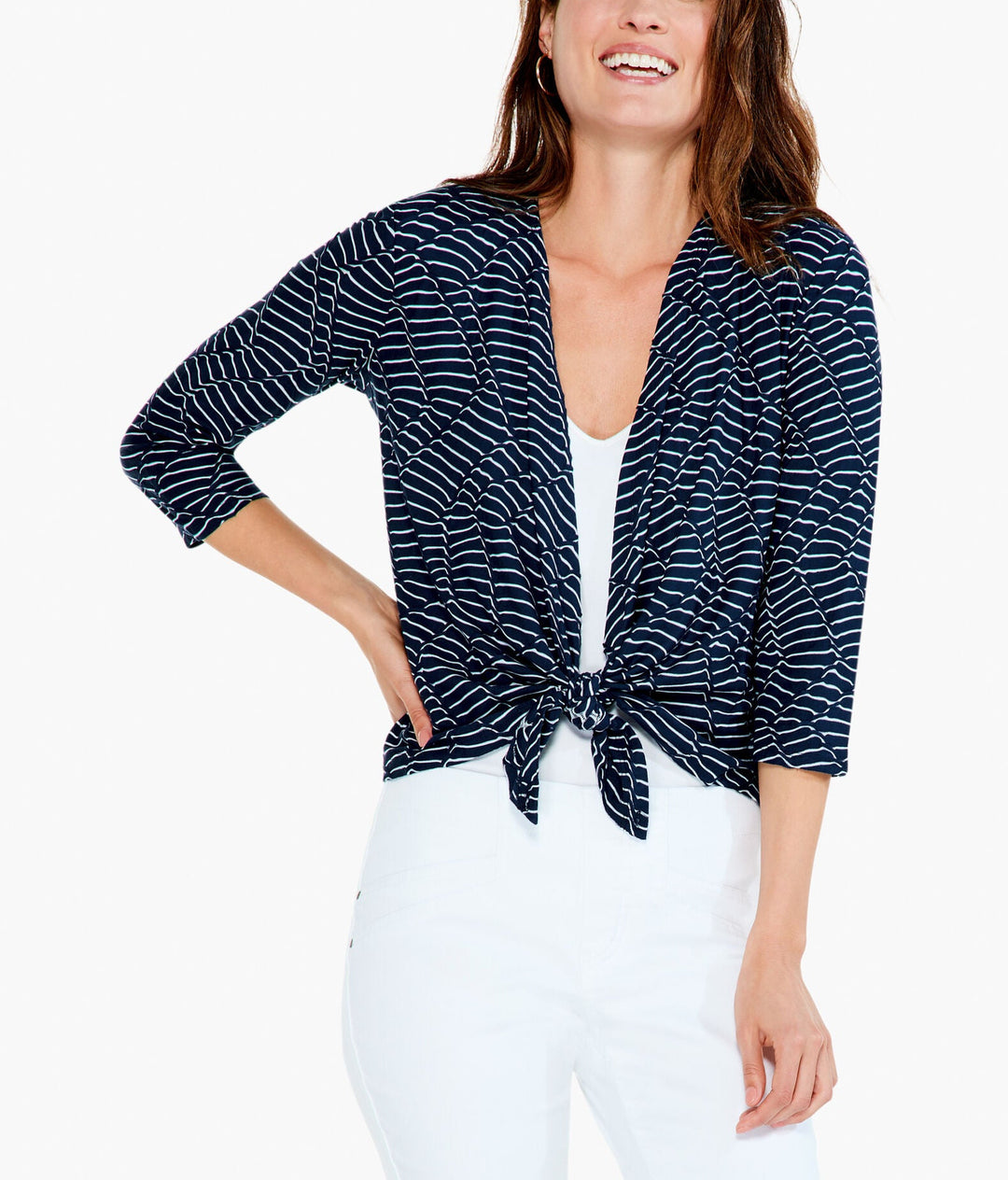 NIC+ZOE Mixed Lines Four Way Cardigan