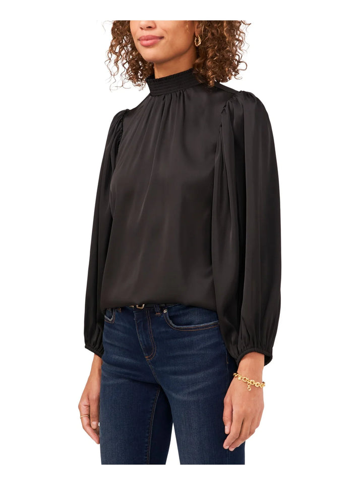 VINCE CAMUTO Smocked Mock Neck Top