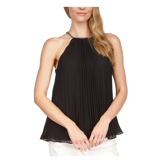 MICHAEL Michael Kors Pleated Chain Trim Top