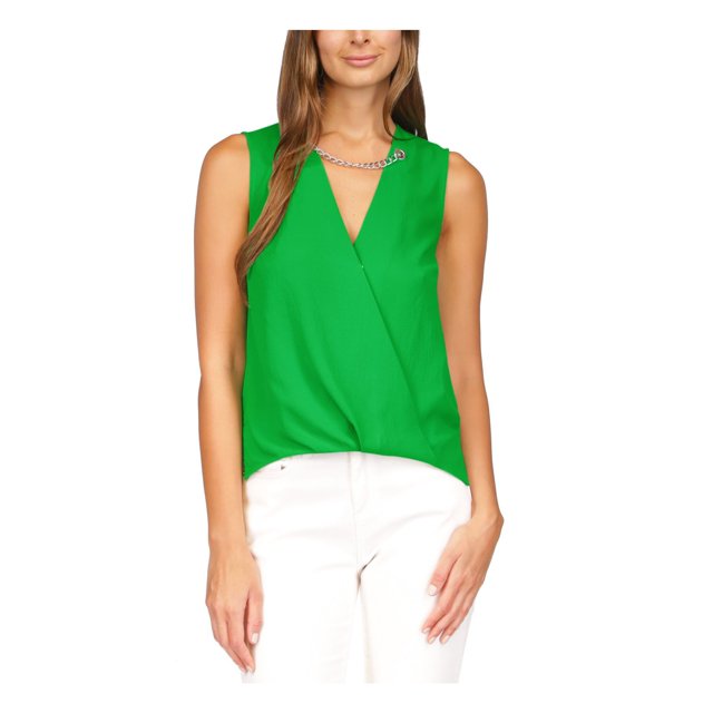 MICHAEL Michael Kors Crepe Chain Faux-Wrap Top